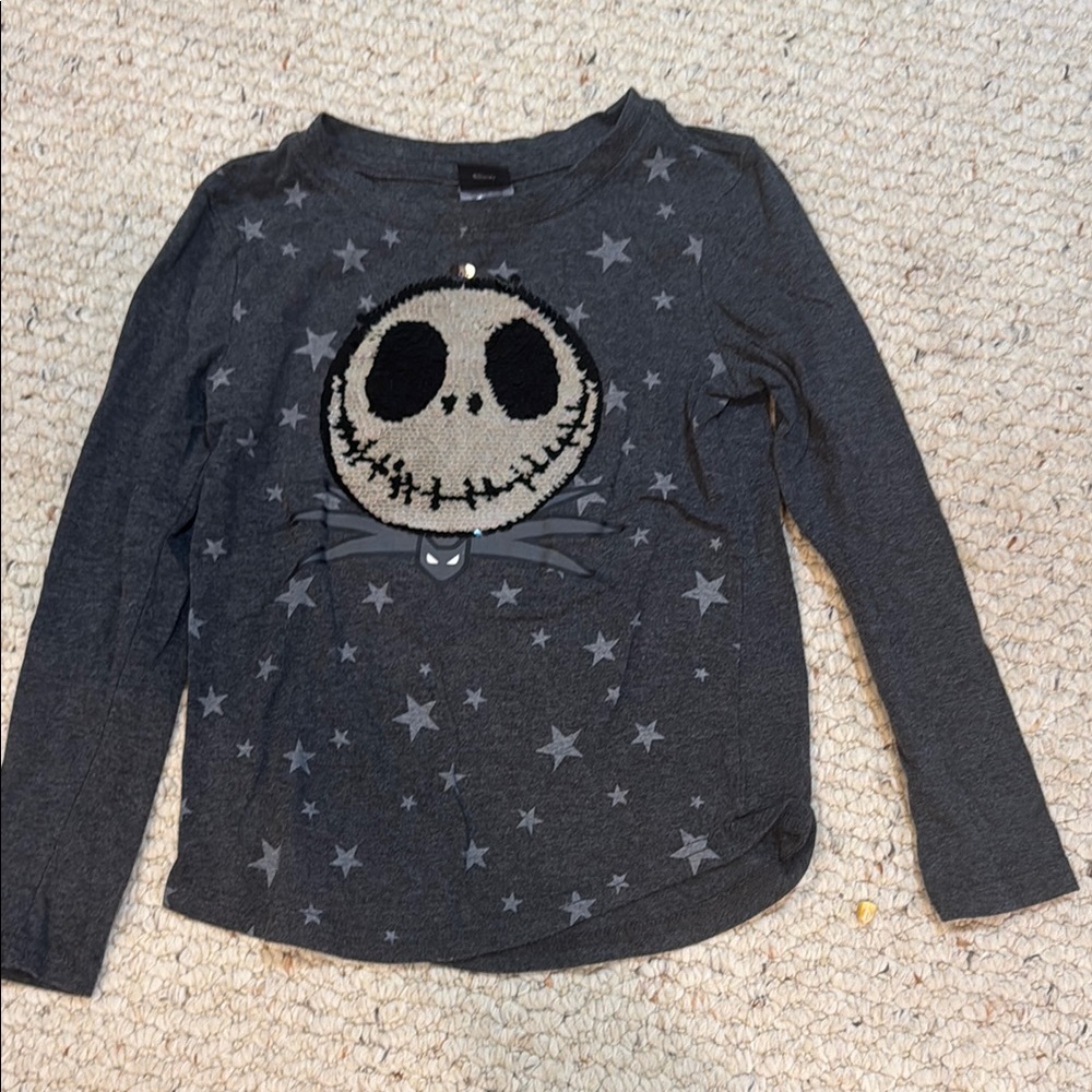 Gray Kids Long Sleeve Shirt with Nightmare Before Christmas